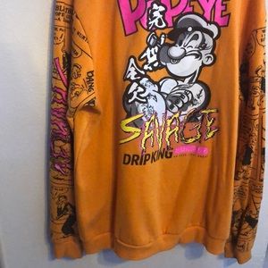 Orange popeye sweater XL